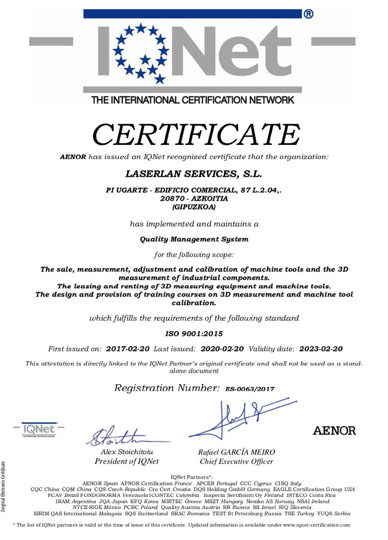 Certificado IQNet - LASERLAN